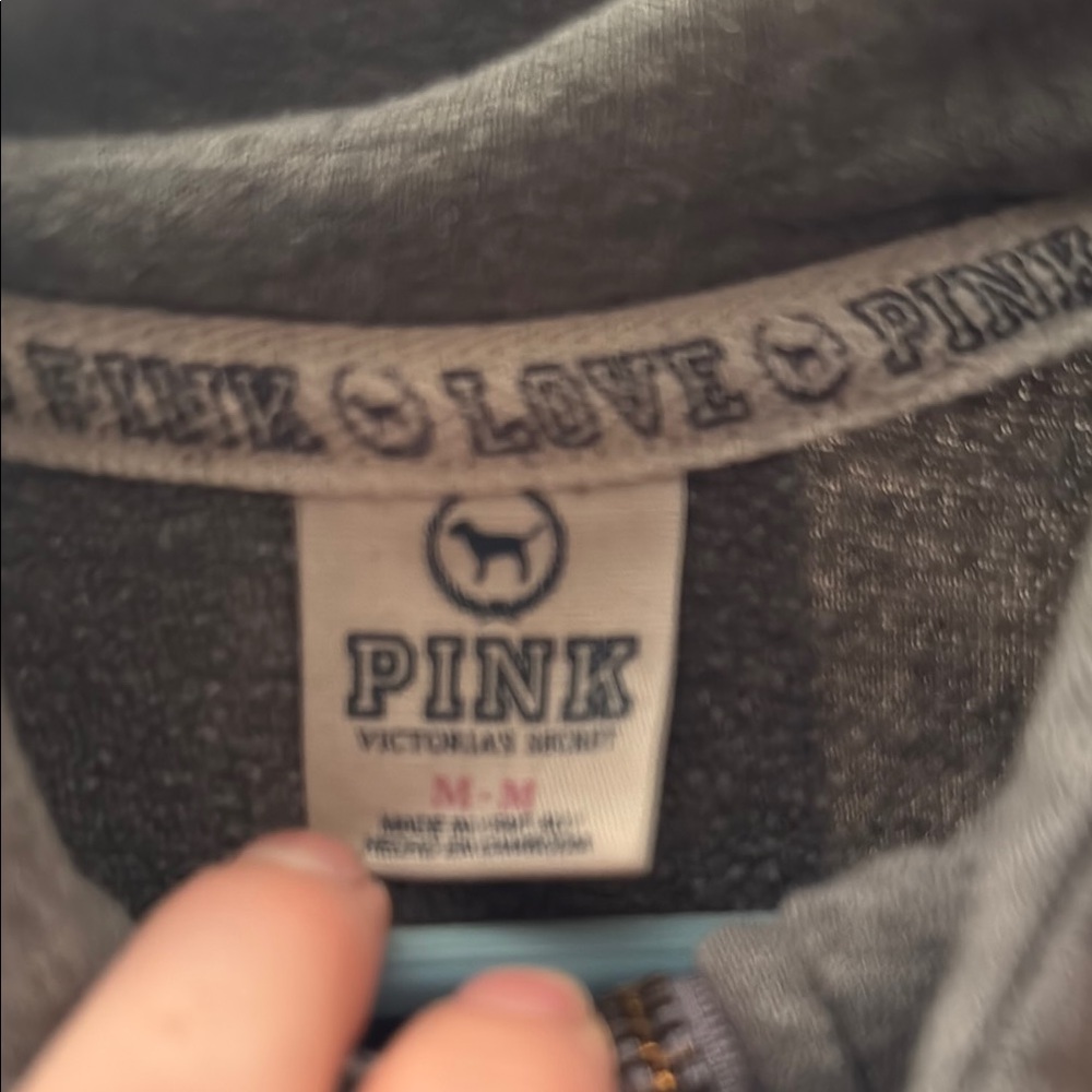 PINK Victoria's Secret Gray Hoodie with Yellow Logo - Picture 3 of 3